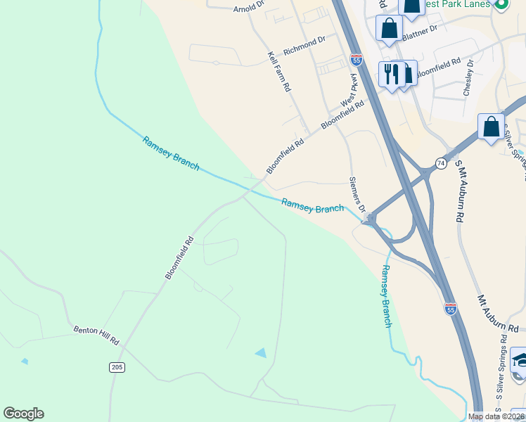 map of restaurants, bars, coffee shops, grocery stores, and more near 200 Lett Lane in Cape Girardeau