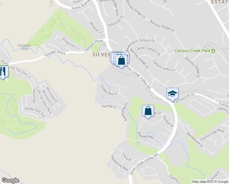 map of restaurants, bars, coffee shops, grocery stores, and more near 4947 Cruden Bay Court in San Jose
