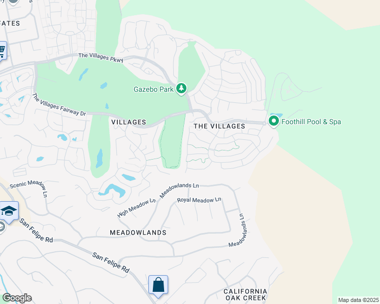 map of restaurants, bars, coffee shops, grocery stores, and more near 8673 French Oak Drive in San Jose