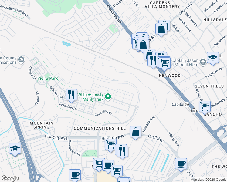 map of restaurants, bars, coffee shops, grocery stores, and more near 240 Agustin Narvaez Street in San Jose