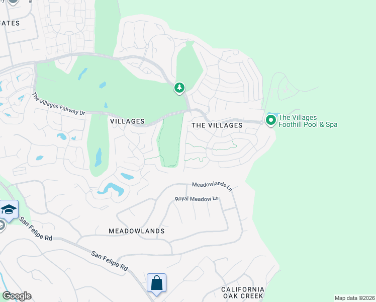 map of restaurants, bars, coffee shops, grocery stores, and more near 8673 French Oak Drive in San Jose