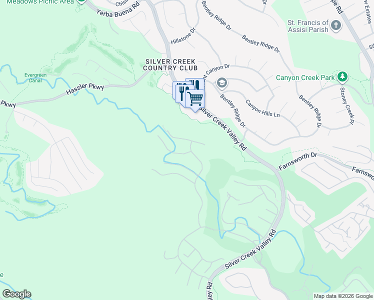 map of restaurants, bars, coffee shops, grocery stores, and more near 4953 Cruden Bay Court in San Jose