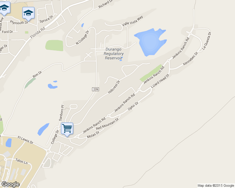 map of restaurants, bars, coffee shops, grocery stores, and more near 144 Pinnacle Place in Durango