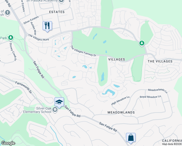 map of restaurants, bars, coffee shops, grocery stores, and more near 6190 Gerdts Drive in San Jose