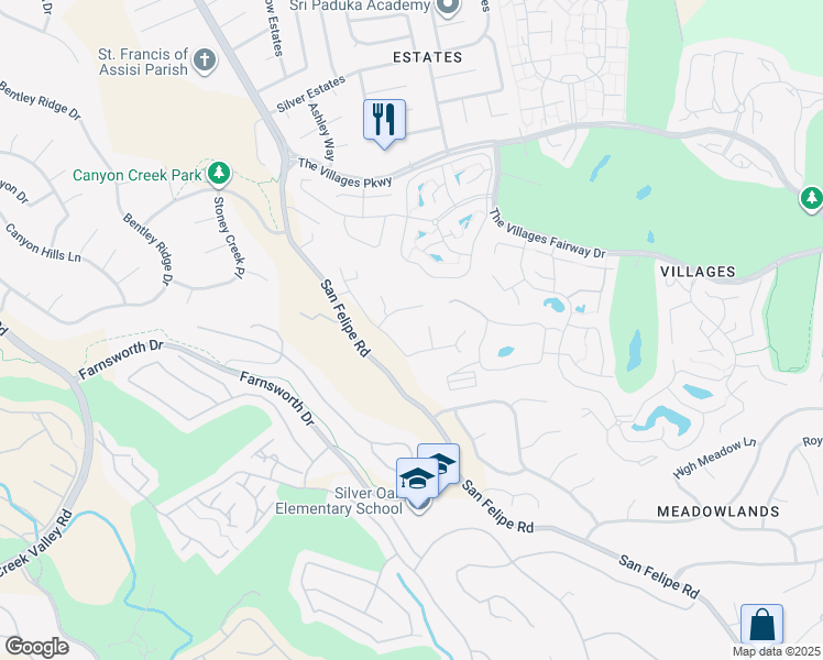 map of restaurants, bars, coffee shops, grocery stores, and more near 5310 Rachaella Lane in San Jose