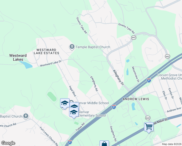 map of restaurants, bars, coffee shops, grocery stores, and more near 4203 Daugherty Road in Salem