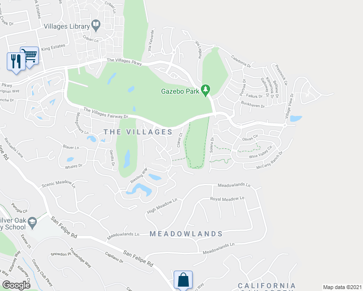 map of restaurants, bars, coffee shops, grocery stores, and more near 8205 Claret Court in San Jose