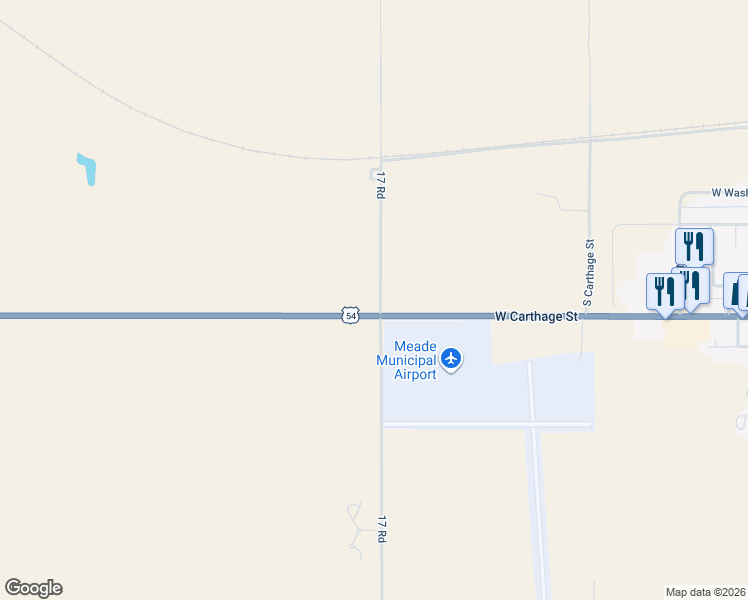 map of restaurants, bars, coffee shops, grocery stores, and more near 17074 North Road in Meade