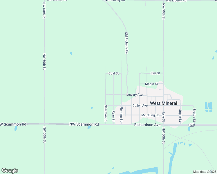 map of restaurants, bars, coffee shops, grocery stores, and more near 105 Ryan Street in Scammon