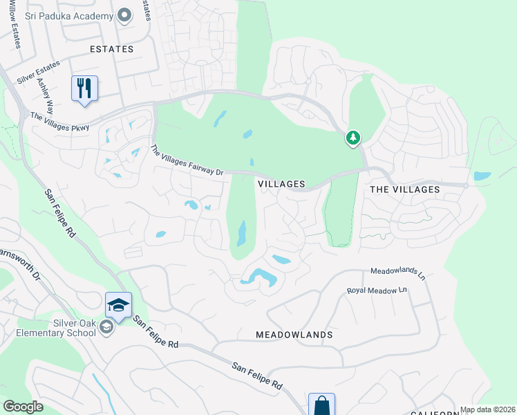 map of restaurants, bars, coffee shops, grocery stores, and more near 8050 Chardonay Court in San Jose