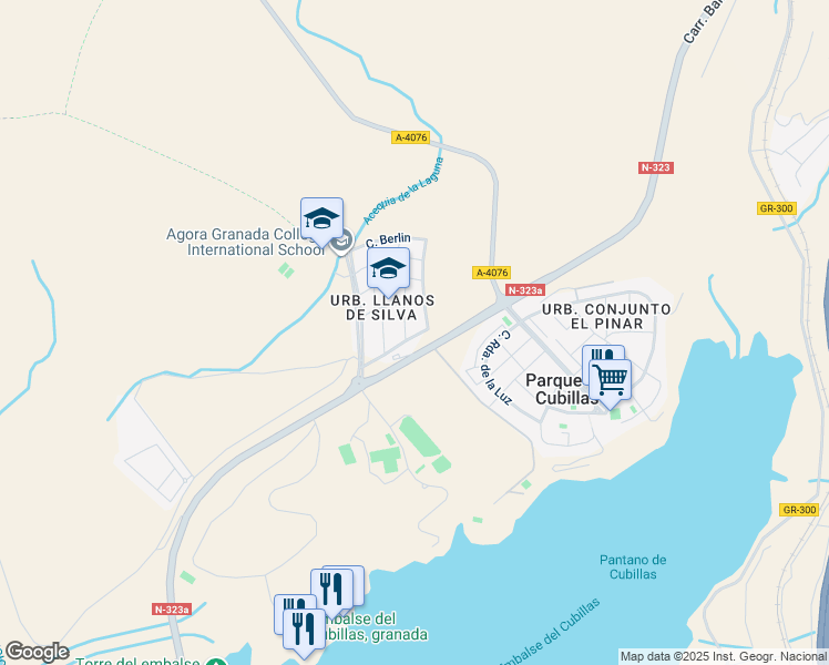 map of restaurants, bars, coffee shops, grocery stores, and more near 1-13 Calle Londres in Atarfe