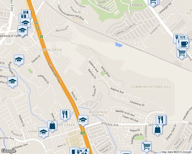 map of restaurants, bars, coffee shops, grocery stores, and more near 757 Batista Drive in San Jose