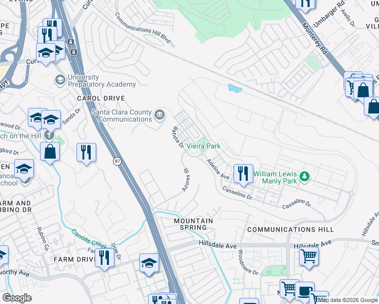 map of restaurants, bars, coffee shops, grocery stores, and more near 757 Batista Drive in San Jose