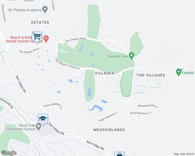 map of restaurants, bars, coffee shops, grocery stores, and more near 8030 Pinot Noir Court in San Jose