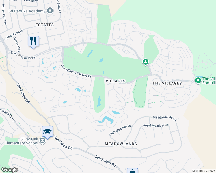 map of restaurants, bars, coffee shops, grocery stores, and more near 8030 Pinot Noir Court in San Jose