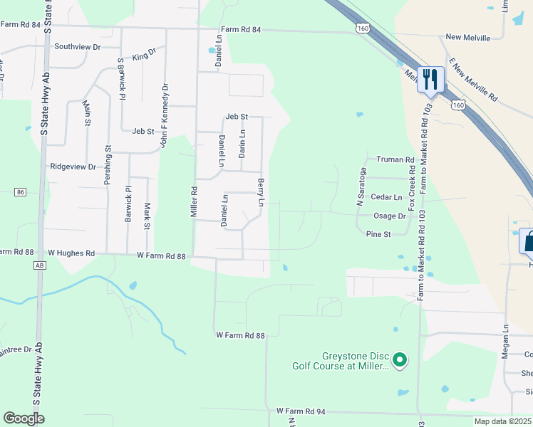 map of restaurants, bars, coffee shops, grocery stores, and more near 802 Berry Lane in Willard