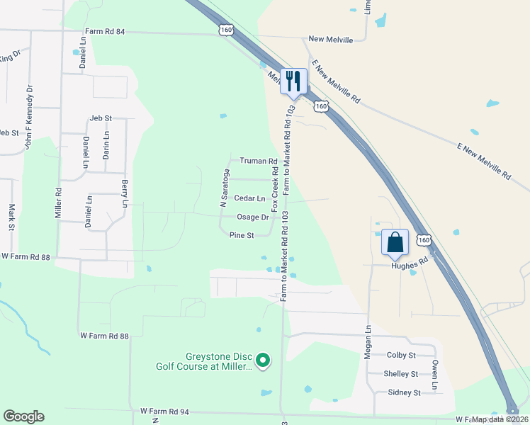 map of restaurants, bars, coffee shops, grocery stores, and more near 513 Osage Rd in Willard