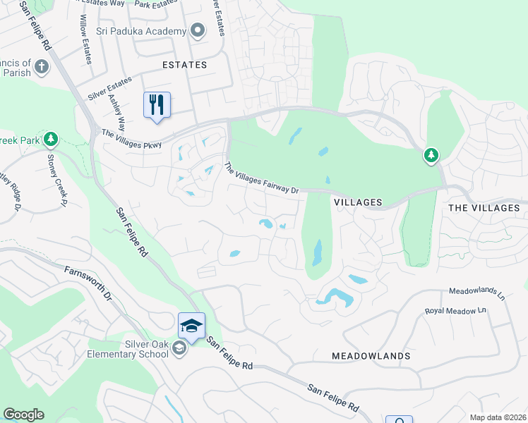map of restaurants, bars, coffee shops, grocery stores, and more near 6136 Montgomery Court in San Jose