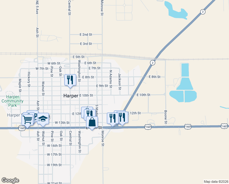 map of restaurants, bars, coffee shops, grocery stores, and more near 901-999 Jackson Street in Harper