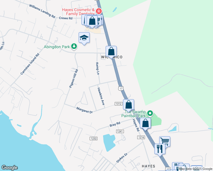 map of restaurants, bars, coffee shops, grocery stores, and more near 2724 Echo Hall Terrace in Gloucester Point