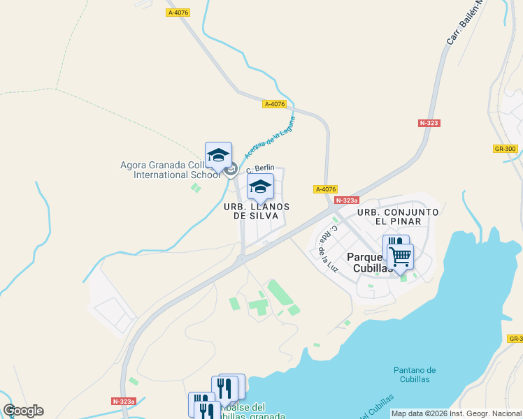 map of restaurants, bars, coffee shops, grocery stores, and more near 1 Calle Londres in Atarfe