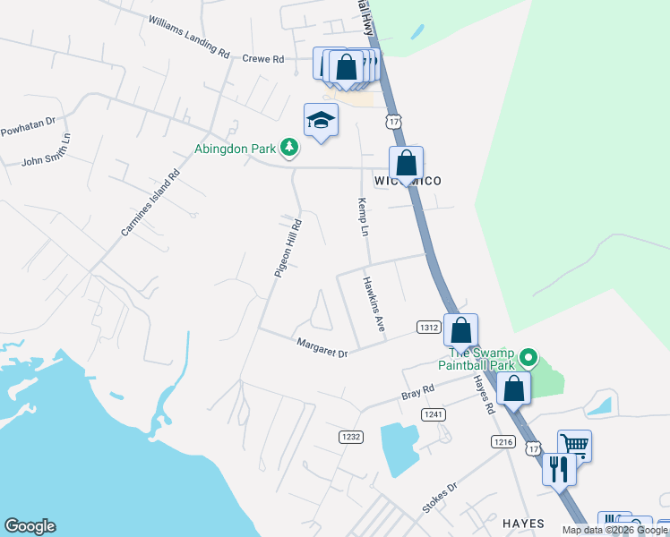 map of restaurants, bars, coffee shops, grocery stores, and more near 2718 Woodford Avenue in Gloucester Point