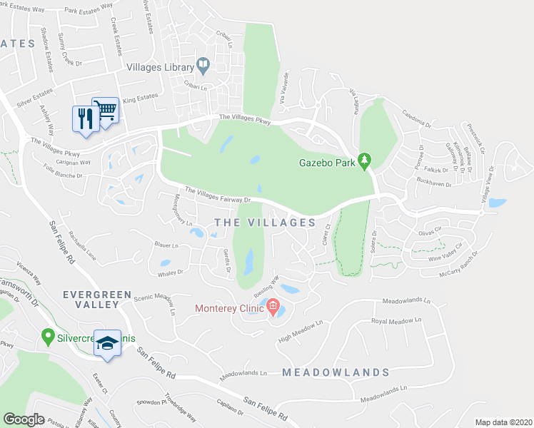 map of restaurants, bars, coffee shops, grocery stores, and more near 8021 Pinot Noir Court in San Jose