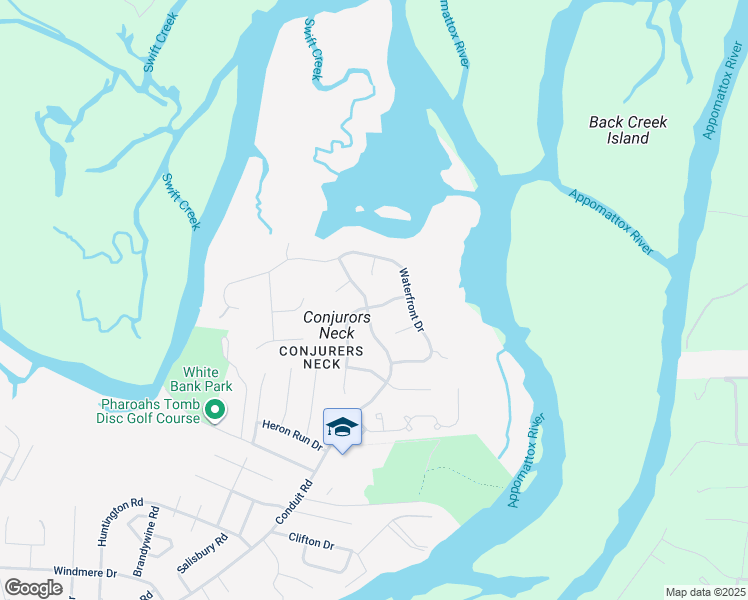 map of restaurants, bars, coffee shops, grocery stores, and more near 102 Comstock Drive in Colonial Heights