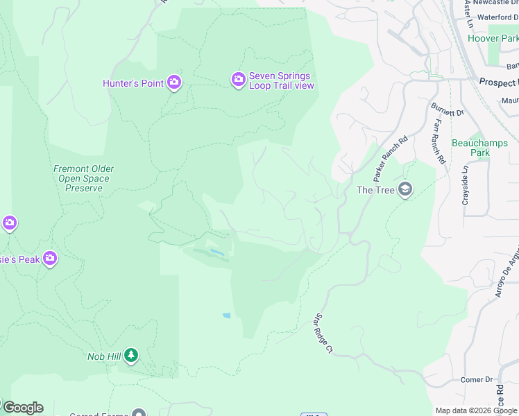 map of restaurants, bars, coffee shops, grocery stores, and more near 22301 Rolling Hills Road in Saratoga