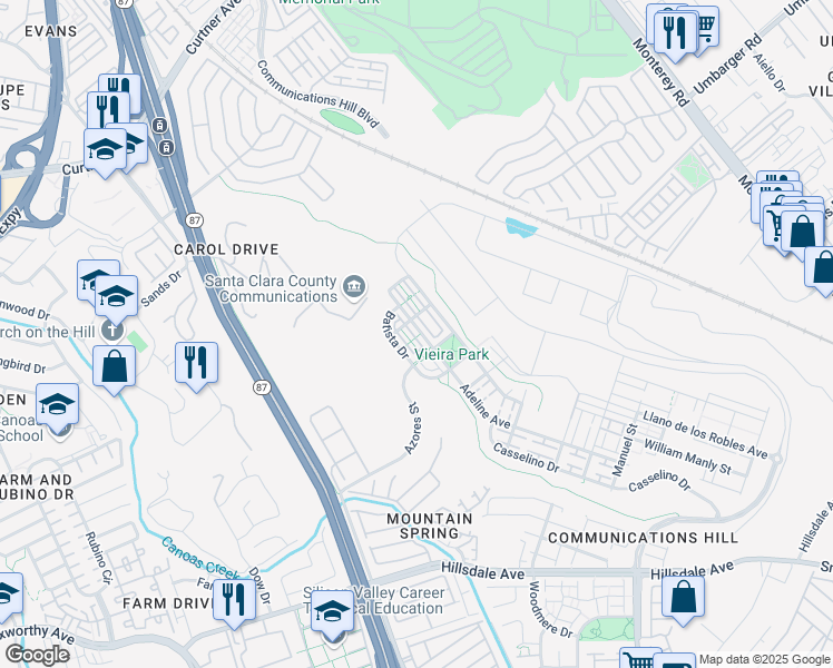 map of restaurants, bars, coffee shops, grocery stores, and more near 770 Adeline Avenue in San Jose