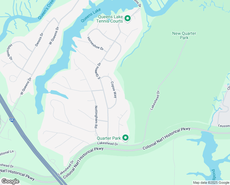 map of restaurants, bars, coffee shops, grocery stores, and more near 115 Copse Way in Williamsburg