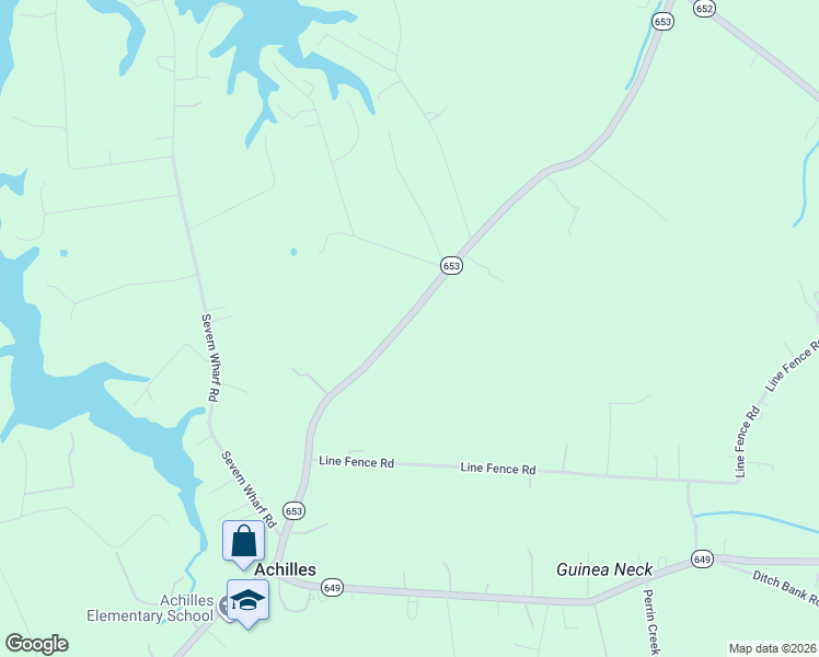 map of restaurants, bars, coffee shops, grocery stores, and more near 2835 Kings Creek Road in Gloucester County