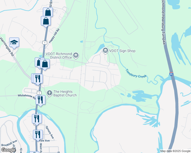 map of restaurants, bars, coffee shops, grocery stores, and more near 17005 North Swift Bluff Court in Chesterfield County