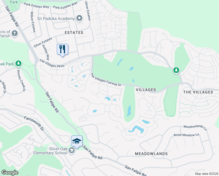 map of restaurants, bars, coffee shops, grocery stores, and more near 6136 Montgomery Court in San Jose