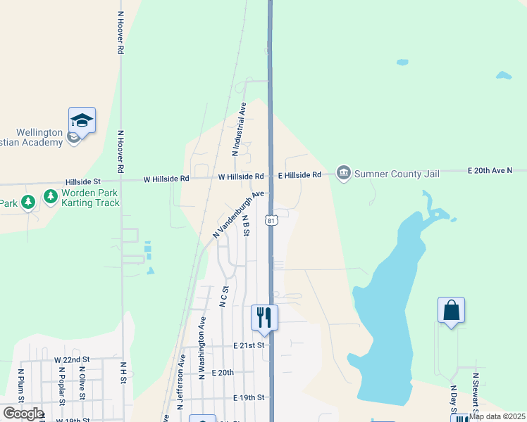 map of restaurants, bars, coffee shops, grocery stores, and more near 2133-2153 North Vandenburgh Avenue in Wellington