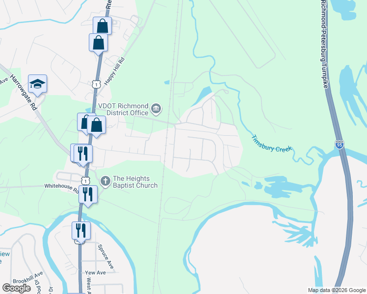 map of restaurants, bars, coffee shops, grocery stores, and more near 2215 Circlestone Court in Chesterfield County