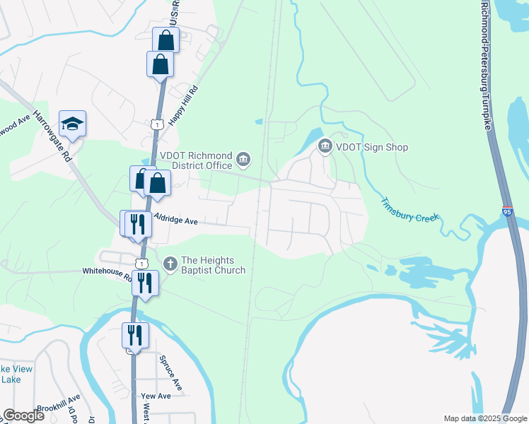 map of restaurants, bars, coffee shops, grocery stores, and more near 17002 Lansmill Drive in Chesterfield County