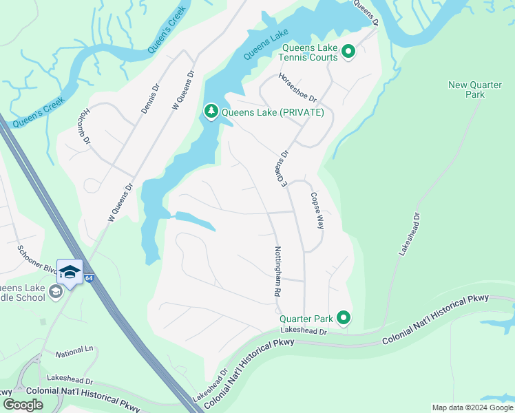 map of restaurants, bars, coffee shops, grocery stores, and more near 275 Princess Place in Williamsburg