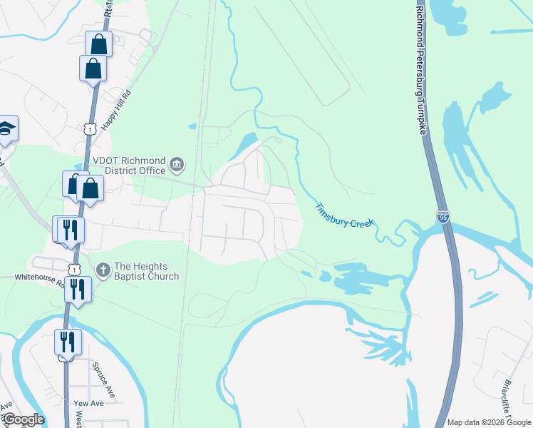 map of restaurants, bars, coffee shops, grocery stores, and more near 2106 Circlestone Court in Chesterfield County