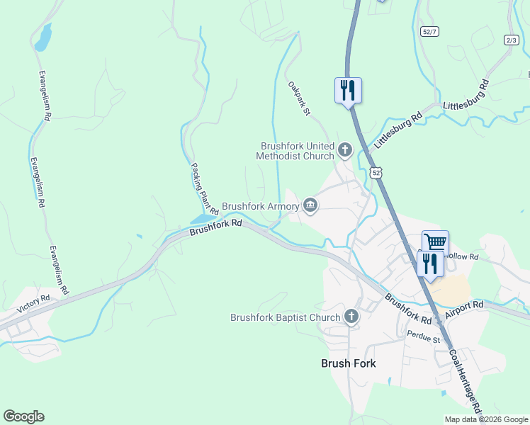 map of restaurants, bars, coffee shops, grocery stores, and more near Idle Acres in Bluefield