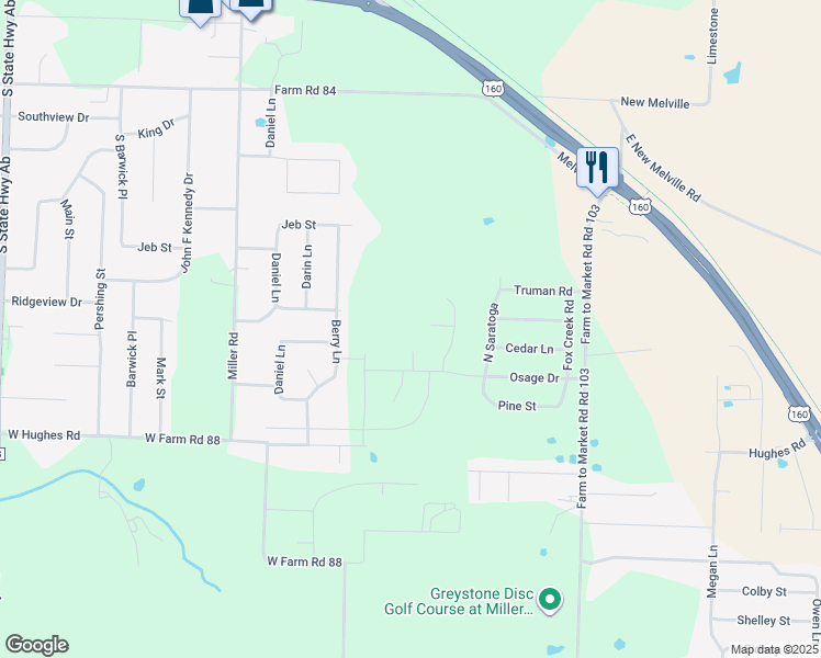 map of restaurants, bars, coffee shops, grocery stores, and more near 500 East New Melville Road in Willard