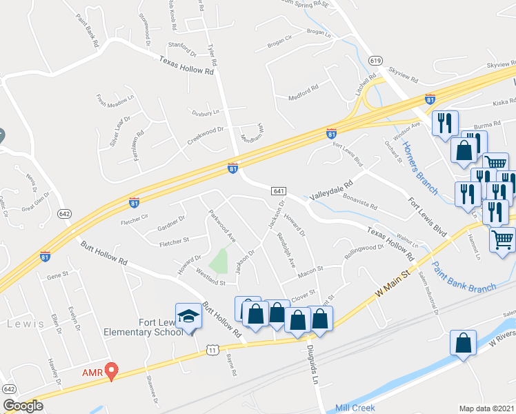 map of restaurants, bars, coffee shops, grocery stores, and more near 329 Howard Drive in Salem