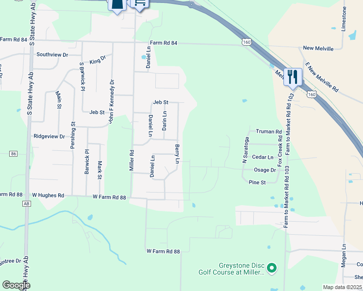 map of restaurants, bars, coffee shops, grocery stores, and more near 720 Berry Ln in Willard