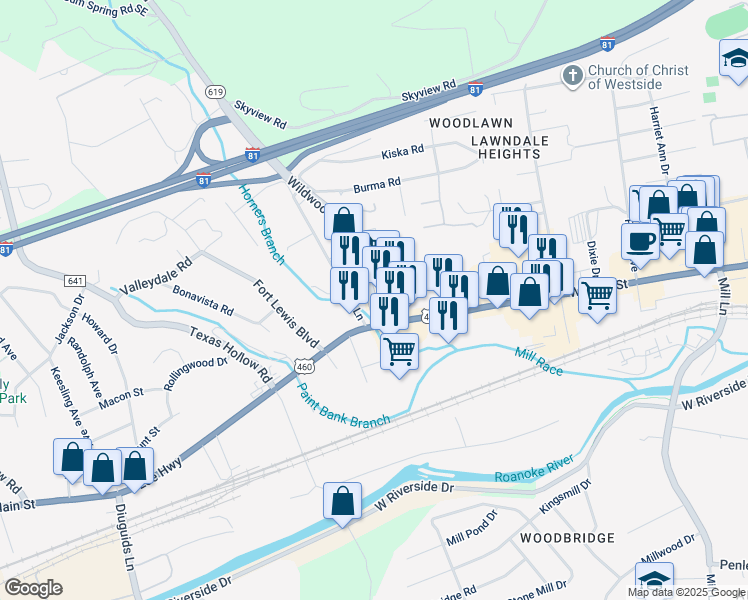 map of restaurants, bars, coffee shops, grocery stores, and more near 28 Wildwood Road in Salem