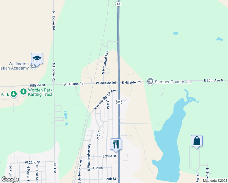map of restaurants, bars, coffee shops, grocery stores, and more near 2133 North Vandenburgh Avenue in Wellington