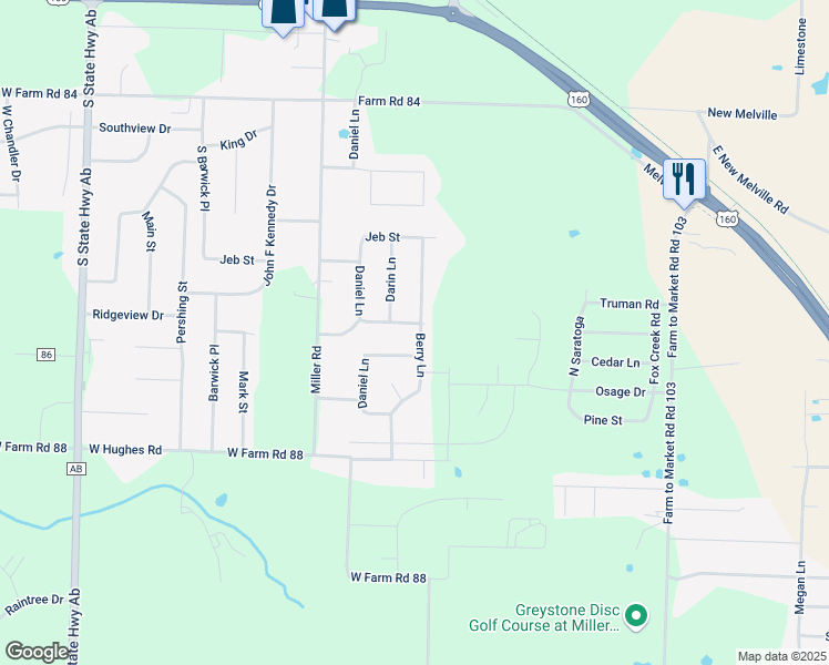 map of restaurants, bars, coffee shops, grocery stores, and more near 720 Berry Lane in Willard