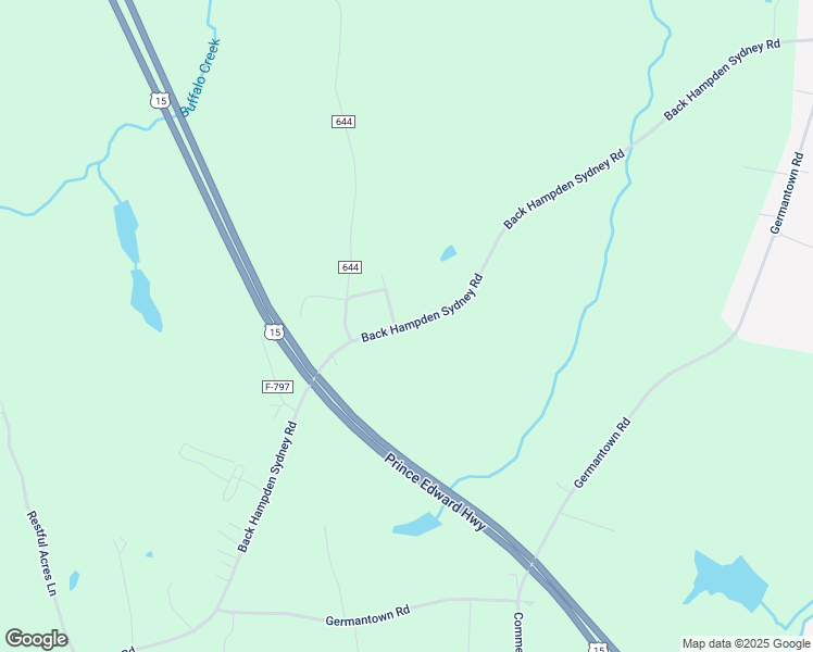 map of restaurants, bars, coffee shops, grocery stores, and more near Back Hampden Sydney Road in Farmville