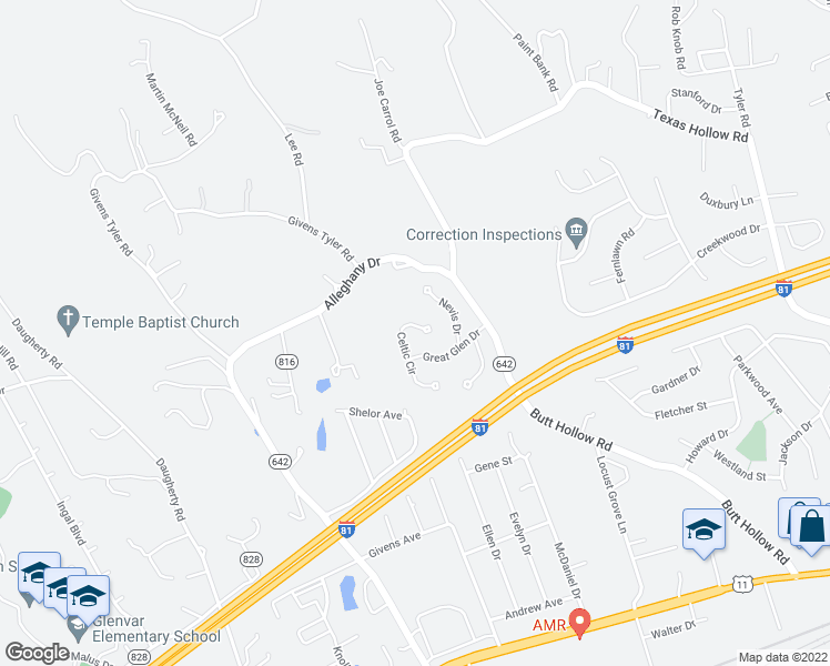 map of restaurants, bars, coffee shops, grocery stores, and more near 4716 Celtic Circle in Salem