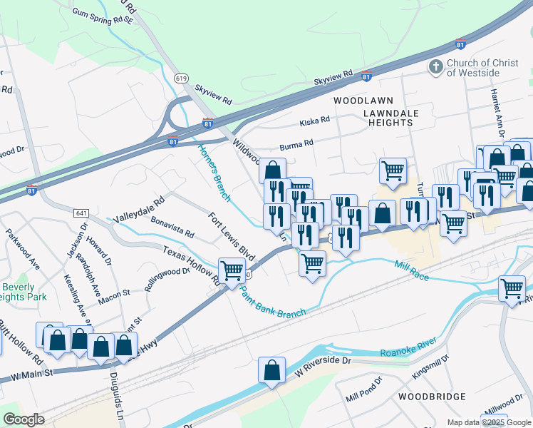 map of restaurants, bars, coffee shops, grocery stores, and more near 111 Horner Lane in Salem