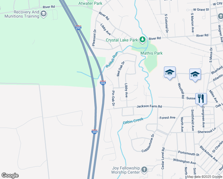 map of restaurants, bars, coffee shops, grocery stores, and more near 402 Pin Oak Drive in Hopewell